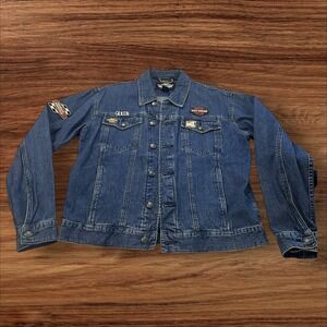 Vintage Harley-Davidson Denim Jacket Patches&Pins Jean Jacket Biker Queen Medium
